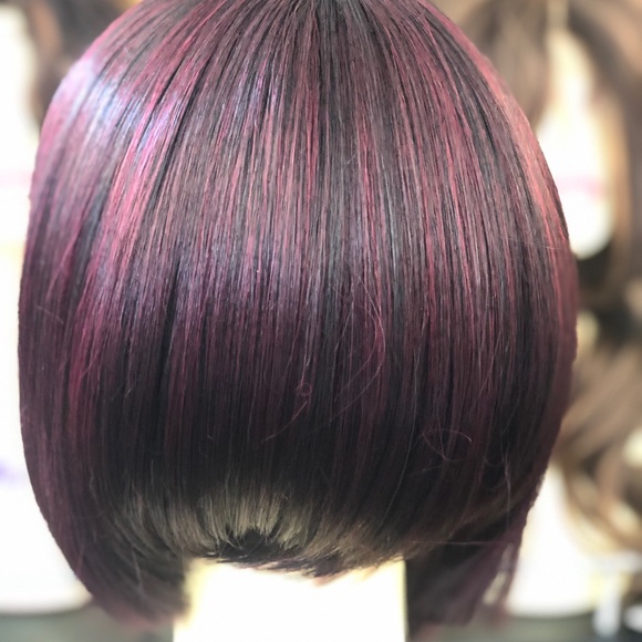 Cheap Red wine burgundy short bob wig main image 5